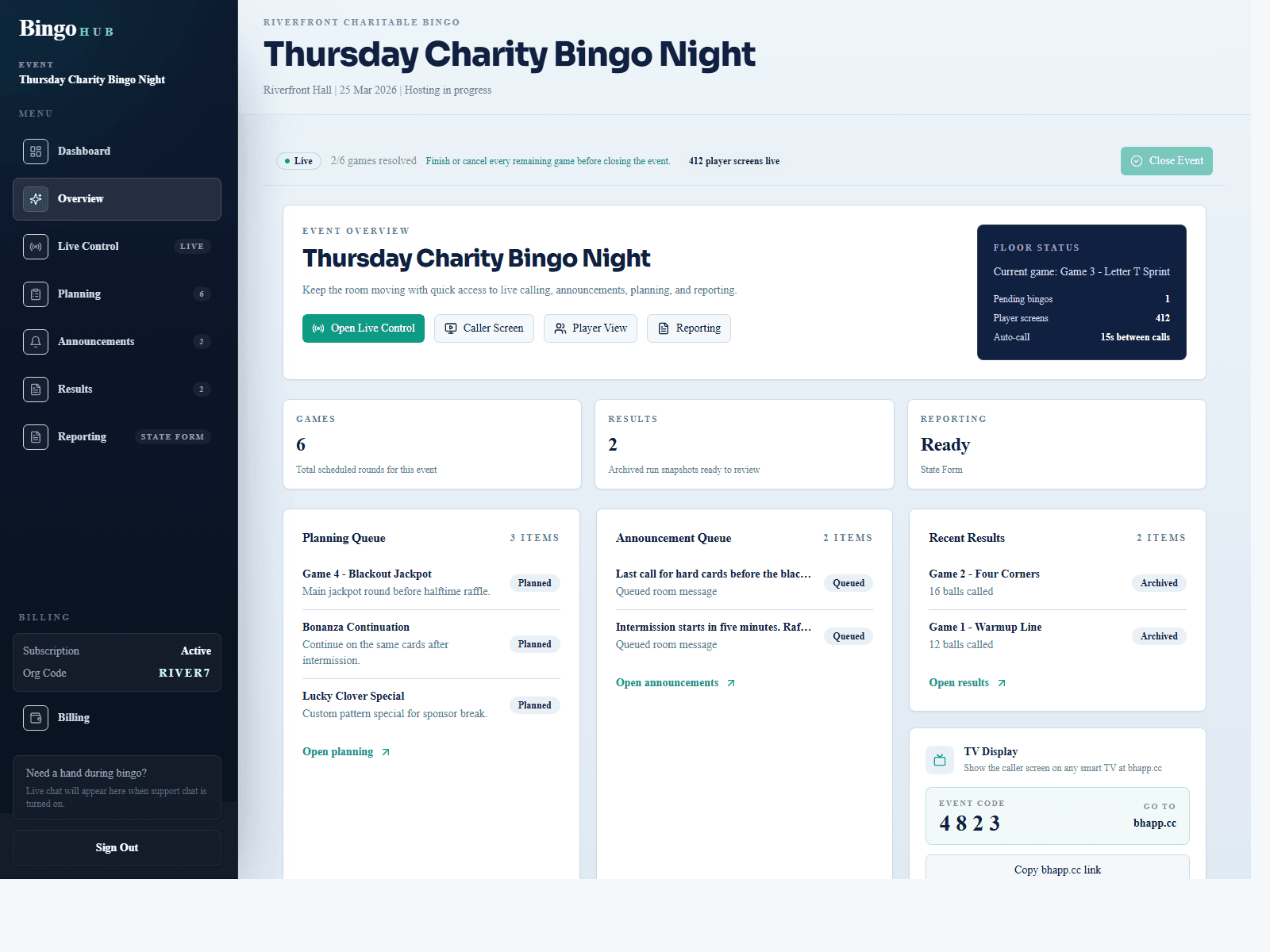 BingoHub | Bingo Event Display & Management Software for In-Person Events