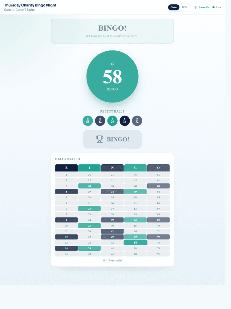 BingoHub | Bingo Event Display & Management Software for In-Person Events